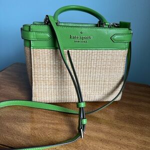 Kate Spade New York Staci Straw Small Satchel in Turaco Green